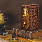 Cutefun Book Nook Kit - Decorative Bookend Alley Build Model with LED Light, DIY Miniature Dollhouse Kit 3D Wooden Puzzle for Adults, Teens, Crafts Gifts for Bookshelf Decor (Sailing Memory)