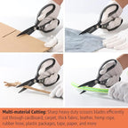 Heavy Duty All Purpose Scissors, Stainless Steel Blades, Frosted Gray Comfort Grip Handle, 8.5 Inch Professional Multipurpose Utility Sharp Shears for Kitchen, Garden, Office, Craft, Sewing