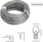 Blisstime Picture Hanging Kit - 100 Feet Braided Hanging Wire, 60 Pcs D Ring Picture Hangers with Screws and 60 Pcs Aluminum Crimping Loop Sleeve for Canvas Paintings, Photo Frames