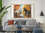 Moohue Art Crafts 14ct Counted Cross Stitch Patterns Kits Animals Horses Printed Stamped Cross Stitch Kits for Adults Needlepoint Kits (Animals Handsome Horses)