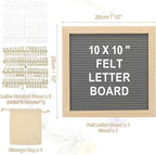 PATIKIL Felt Letter Board, 10x10Inches Gray Wooden Changeable Message Board with Storage Bag Stand for Kitchen Menu Classroom Farmhouse Decor Notes, White Bronze Letter