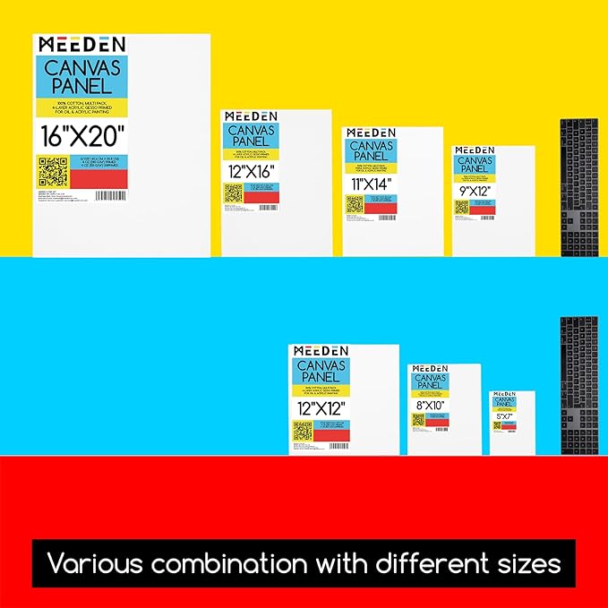 MEEDEN 12-Pack 100% Cotton Canvas Boards for Painting - 11x14'' Blank Canvas Panels for Oil & Acrylic Painting, Ready to Paint Art Supplies for Professional Artists, Students
