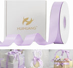 HUIHUANG Light Purple Ribbon Lavender Satin Ribbon 50 Yards Double Face Silk Satin Ribbons for Easter Day Gift Basket Gift Wrapping Wreath Bows Making Wedding Floral Bouquet Invitation Decor