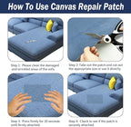 Canvas Repair Patch, Strong Sticky Fabric Repair Tape, Self-Adhesive Fabric Patch for Sofas, Tote Bags, Clothing, Car Seats, Furniture (Grey, 3.5X79 Inch)