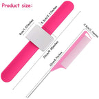 WILLBOND Magnetic Wrist Sewing Pincushion Wrist Magnetic Pin Holder Wristband Pin Cushion Holder with 3 Pcs Stainless Steel Pintail Comb Rat Tail Comb for Hair Clips Hand Sewing(Rose Red)
