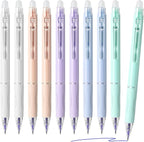 Temiary 10 Pcs Retractable Erasable Gel Pens, Fine Point 0.5 mm, Make Mistakes Disappear, Smooth Writing Gel Pen with Eraser for Journaling Note Taking Marking Planner Crossword Puzzles (Blue Ink)