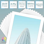 MBC Mat Board Center, 10 Pack 8x10 for 7x9 White Picture Mats Frame Mattes, Bevel Cut, Acid Free, 4-ply Thickness