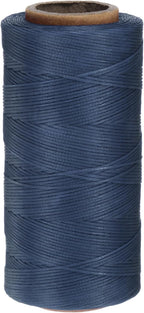uxcell Leather Sewing Waxed Thread, 284 Yards / 260m 0.8mm 150D Flat Polyester All-Purpose Threads for Leather Crafts, Bookbinding, Denim Blue