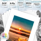Mat Board Center, Pack of 5, 16x20 for 11x14 Photo Picture Double Mats - Acid Free, 8-ply Thickness, White Core - for Pictures, Photos, Framing (White Over White)