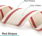 CT CRAFT LLC Ivory Cotton Red Stripes Ribbon 1.5" x 10 Yards for Home Décor Gift Present Wrapping DIY Crafts Birthday Wedding Bouquet Christmas