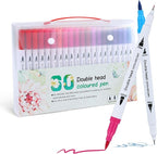 Water-based Ink Brush Markers Pens for Kids Adult, 60 Colors Dual Tip Drawing Markers for Sketching Coloring Note-taking Calligraphy, Office & School Supplies
