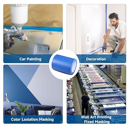 Wide Blue Painters Tape, 9 Inch x 55 Yards, Wide Masking Tape for 3D Printing, Laser Cutting, Painting, Crafting, Labeling, Packing, Office, School, Home Use, Removes Cleanly for 21 Days