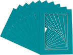 5x7 Mat for 8.5x11 Frame - Precut Mat Board Acid-Free Show Kit with Backing Board, and Clear Bags Teal Blue 5x7 Photo Matte Made to Fit a 8.5x11 Picture Frame Matboard for Framing, Pack of 10 Mats