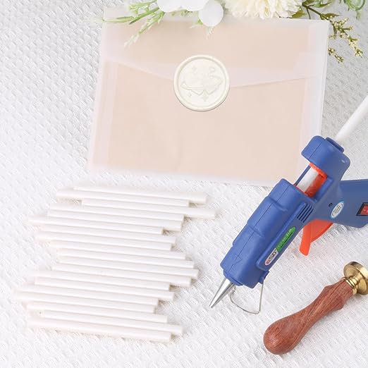 Pearl White Sealing Wax Sticks, WASOHLING 20Pcs Glue Gun Wax Seal Sticks for Wax Seal Stamp, White Wax Seals for Christmas Wedding Invitation Envelope Letter Seals, Craft Adhesive (Mini Size)