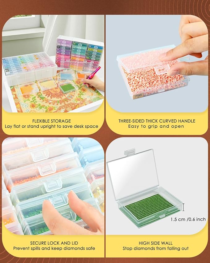 YBUTVY Diamond Art Trays with Lids, 60PCS Diamond Painting Trays with Lids ＆ Diamond Art Storage, Diamond Painting Accessories for Beads (2 Packs)
