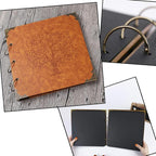 Photo Album DIY Scrapbook 10x10 inch 50 Pages Double Sided, Vintage Leather Cover Three-Ring Binder Picture Booth + 408pcs Self Adhesive Photos Corners for Memory Keep (Family Tree Brown Sugar)