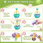 TingingYuli Arts and Crafts Kit for Kids Ages 4-8,Flower Bouquet Toys,DIY Flower Market Toys,Build Your Bouquet,Educational Christmas Birthday Gifts for 3 4 5 6 7 8 9 Year Old Girls-Blue
