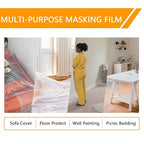 Pre-Taped Masking Film for Painting 59inx65ft Plastic Painters Sheeting Tape and Drape Painters Paper Rolls for Automotive Painting Covering (2 Rolls+2 Tapes)