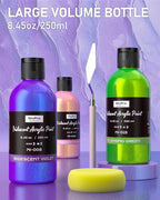 Nicpro 20 Colors Iridescent Acrylic Paint, 8.45oz / 250ml Large Bulk Metallic Acrylic Paint,Color Shifting & Non-Toxic Art Painting Supplies For Canvas Fabric Rock Wood with Paint Knife Color Wheel