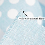 MEEDEE Blue Burlap Ribbon 2.5 Inch with White Polka Dot Blue White Wired Ribbon for Baby Boy Wreaths and Showers, 10 Yards