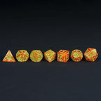 7-Die DND Dice Set Halloween Pattern Polyhedral Die Set with Leather Bag, Skull Dice D&D Die for RPG Table Games(Halloween Pattern-Orange/Green Number)