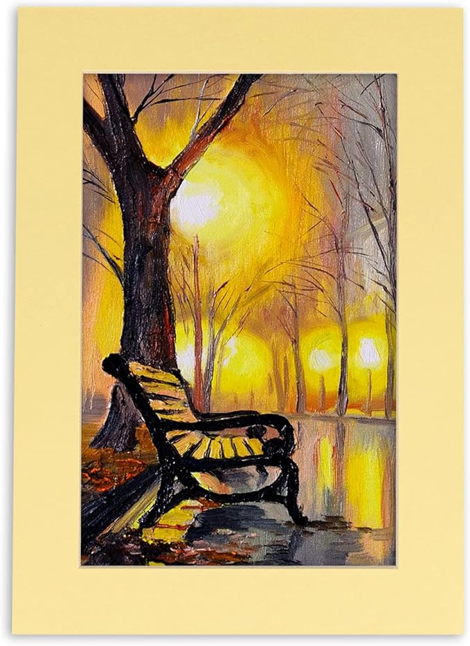 5.5x8.5 Mat for 8.5x11 Frame - Precut Mat Board Acid-Free Soft Yellow 5.5x8.5 Photo Matte for a 8.5x11 Picture Frame, Matboard for Family Photos, Show Kits, Art, Picture Framing, Pack of 100 Mats