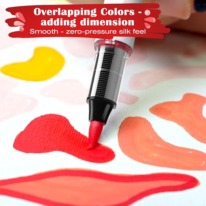 SFAIH Halloween Gifts Acrylic Paint Markers, 48 Colors Dual Tips Acrylic Brush Markers With Chisel Tip, Automatic Ink Control, Ultra-High Coverage, No Bleed Ink, Art Supplies for Rock, Canvas, Fabric