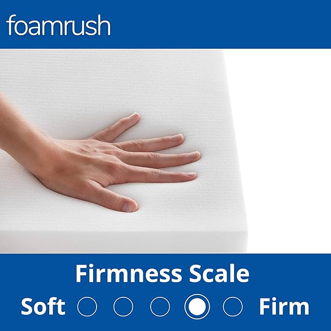FoamRush 12" x 24" x 24" Gel Memory Foam Bench Cushion Replacement Medium Firm (Upholstery Foam, Seat Replacement, Upholstery Sheet, Foam Rubber Padding, Couch, Sofa Cushion, Mattress) Made in USA