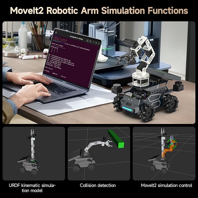 Yahboom ROS2 Robot Kit with Jetson Orin NX 16GB Super Large AI Model with 6DOF Robotic Arm AI Voice Interaction Module Supports 3D AI Vision App Control