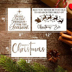 Christmas Stencils for Painting on Wood 12inch Large Christmas Stencil Xmas Holiday Stencils for Door Hanger/Pillow Cover/Wood Sign/Glass Block Decor