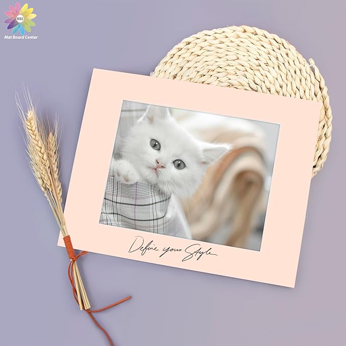 Mat Board Center, Pack of 25, 11x14 for 8x10 Mix Color Picture Mat Sets - Acid Free, 4-ply Thickness, Bevel Pre-Cut White Core - Includes Backing Boards and Clear Bags - for Pictures, Photos, Framing