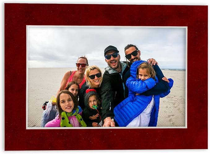 8x10 Mat Bevel Cut for 5x8 Photos - Acid Free Bright Red Suede Precut Matboard - For Pictures, Photos, Framing - 4-ply Thickness