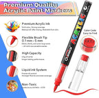 Overseas Acrylic Paint Markers 168 Colors, Brush Tip Paint Pens with Automatic Ink Control System, Quick Drying Liquid Ink Acrylic Marker for Rock, Wood, Canvas, Glass, Fabric, Metal, Plastic, Rubber