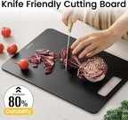 Cutting Boards for Kitchen [Set of 2], Wood Fiber Composite Cutting Board, Dishwasher Safe, Non Slip Non Toxic Chopping Board for Meat Vegetables Fruit Cheese - Black