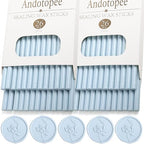 52pcs Pale Blue Sealing Wax Sticks, Andotopee Glue Gun Wax Seal Sticks for Wax Seal Stamp, Premium Sealing Wax for Envelope Letter Seal Wedding Invation Craft Adhesive, Great Gift Ideas (Mini Size)