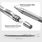Nicpro Metal Mechanical Pencil Set, 5 PCS Art Drafting Pencils 0.3, 0.5, 0.7, 0.9 mm & 2mm Graphite Lead Holder For Sketching Drawing With 9 Tubes (4B 2B HB 2H Colors) Lead Refills Erasers Case