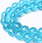 4MM Lake Blue Glass Beads Natural Gemstone Round Loose Stone Beads for Jewelry and Bracelets Making 180pcs 2 Strands 32"