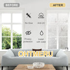 Window Privacy Film Decorative for Front Door, Bathroom Static Cling Stained Glass Sticker Opaque Heat Control UV Blocking Non-Adhesive for Home Windows 35.4 x 78.7 inches Horsetail