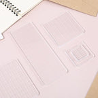 6PCS Acrylic Stamp Block with Grid Lines, Clear Stamping Blocks Tool Decorative Stamp Blocks Square Display Block Set Props for DIY Crafts Scrapbooking Card Making