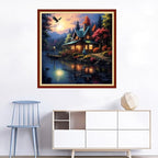 Joyhoor Cross Stitch Kits for Beginners Stamped Cross-Stitch Supplies Needlework preprint Embroidery Kits for Adults DIY Needlepoint Kits Embroidery Patterns 11CT-Night Moon Scenery 18x18 inchs