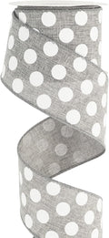 MEEDEE Polka Dots Burlap Ribbon - 2.5 Inch Wired Ribbon for Baby Shower, Farmhouse Decor, Elephant Wreath, Cakes - 10 Yards