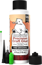 Bearly Art Precision Craft Glue - The Original - 4fl oz - Tip Kit Included - Dries Clear - Metal Tip - Wrinkle Resistant - Flexible and Crack Resistant - Strong Hold Adhesive - Made in USA
