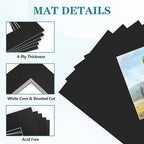 ZBEIVAN 8x10 Black Picture Mats with Core Bevel Cut Frame Mattes for 5x7 Pictures - Pack of 5