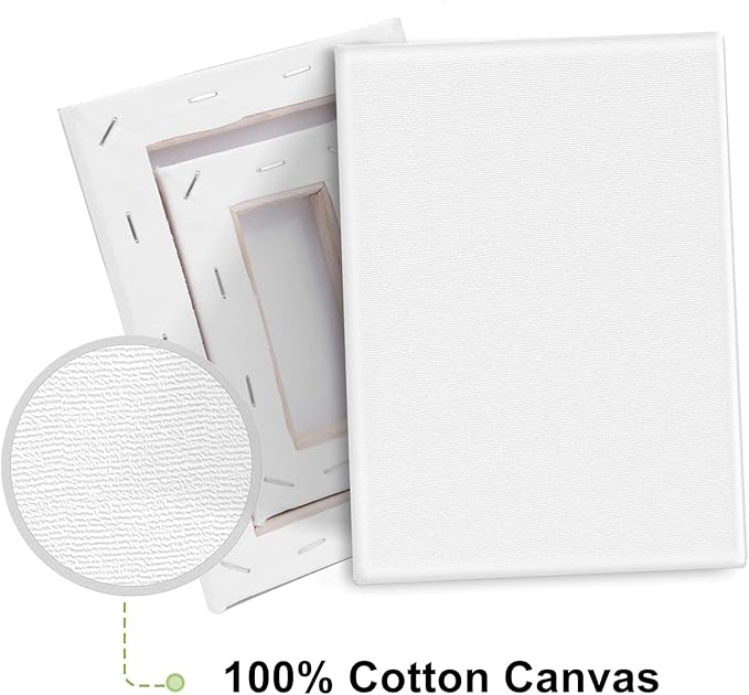 6Packs Mini Stretched Canvases for Painting with 3x5”, 4x4”, 4x6”, 5x5”, 5x7”, 6x6”, Painting Canvas for Oil & Acrylic Paint.
