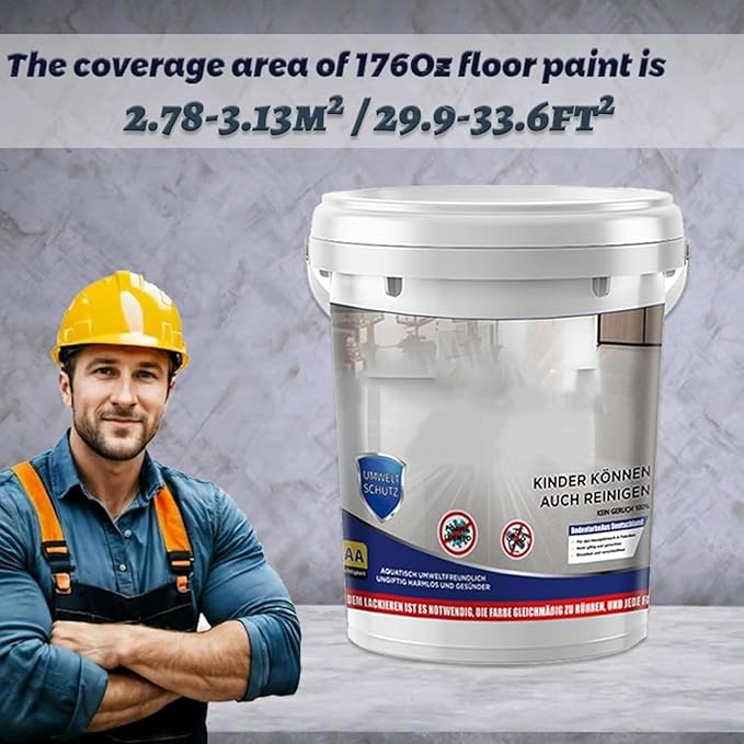 Epoxy Floor Paint, Epoxy Colored Sand Floor Paint, High-Gloss Marble Effect Self-Leveling Coating, Waterproof, Non-Slip, Ultra-Durable for Garage, Basement, Wood Floors (Sesame Gray,44 lb)