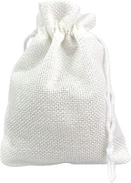 Palmhomee Pack of 25 Burlap Gift Bags with Drawstring Linen Jewelry Pouches Wedding Hessian Jute Bags for Birthday and Treat Pouches Party Wedding Favors Gift (4x5.6 Inch, White)
