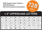 FreshCut Crafts 636 Pcs 1.5 in. Black Bulletin Board Letters & Numbers, Capital Alphabet Letters, Numbers, Punctuation, US Made Card Stock Punch Out Letters for Posters, Bulletin Boards, Classroom