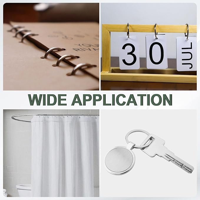 PATIKIL 2.2" x 2.4" Loose Leaf Binder Rings, 30 Pcs Metal Book Rings Nickel Keychain Ring for Paper Index Cards Flash Card Notebook Rings Office Home Book Binder, Silver Tone