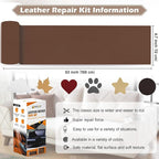 Leather Repair Tape, 4.7x63 inch Leather Patches for Furniture, Self Adhesive Leather Repair Patch for Sofas, Couches, Leather Covers, Seats, Chairs, Vinyl Repair Tape Retro Dark Beige
