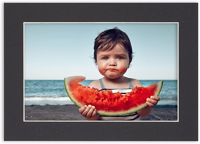 5x7 Mat for 8.5x11 Frame - Precut Mat Board Acid-Free Show Kit with Backing Board, and Clear Bags Black 5x7 Photo Matte Made to Fit a 8.5x11 Picture Frame Matboard for Framing, Pack of 100 Mats